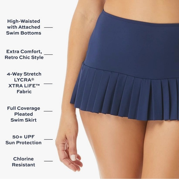 NWT Size 16 BEACH HOUSE Sophie Pleated Skirted Swim Bottom with Attached Bikini - Picture 3 of 16